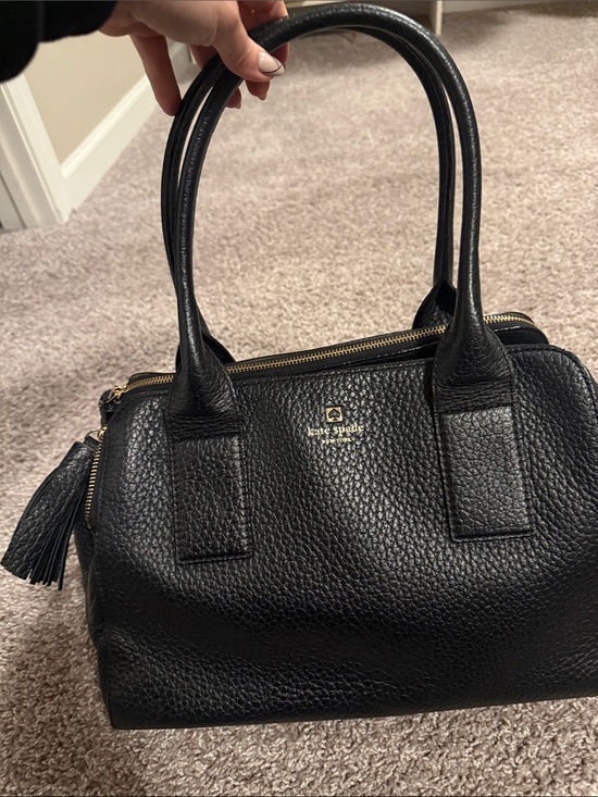 kate spade Handbags - kate spade Black Pebbled Leather Double-Handle Satchel with Tassel